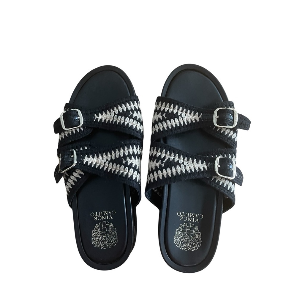 Vince Camuto Black and Tan Woven Sandals Size 9 1/2